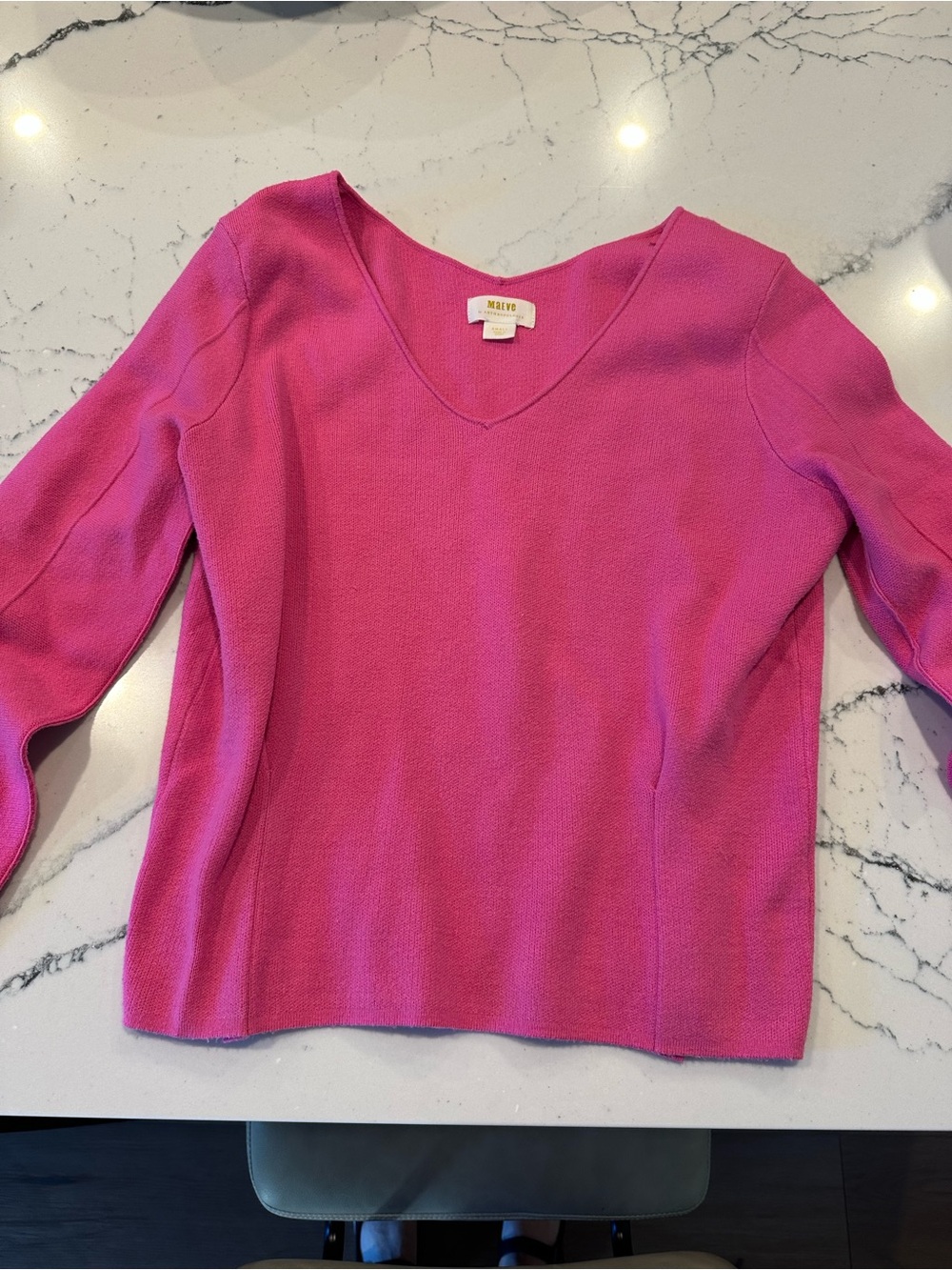 Anthropologie Maeve Hot Pink V-Neck Seamed Sweater – Size Small